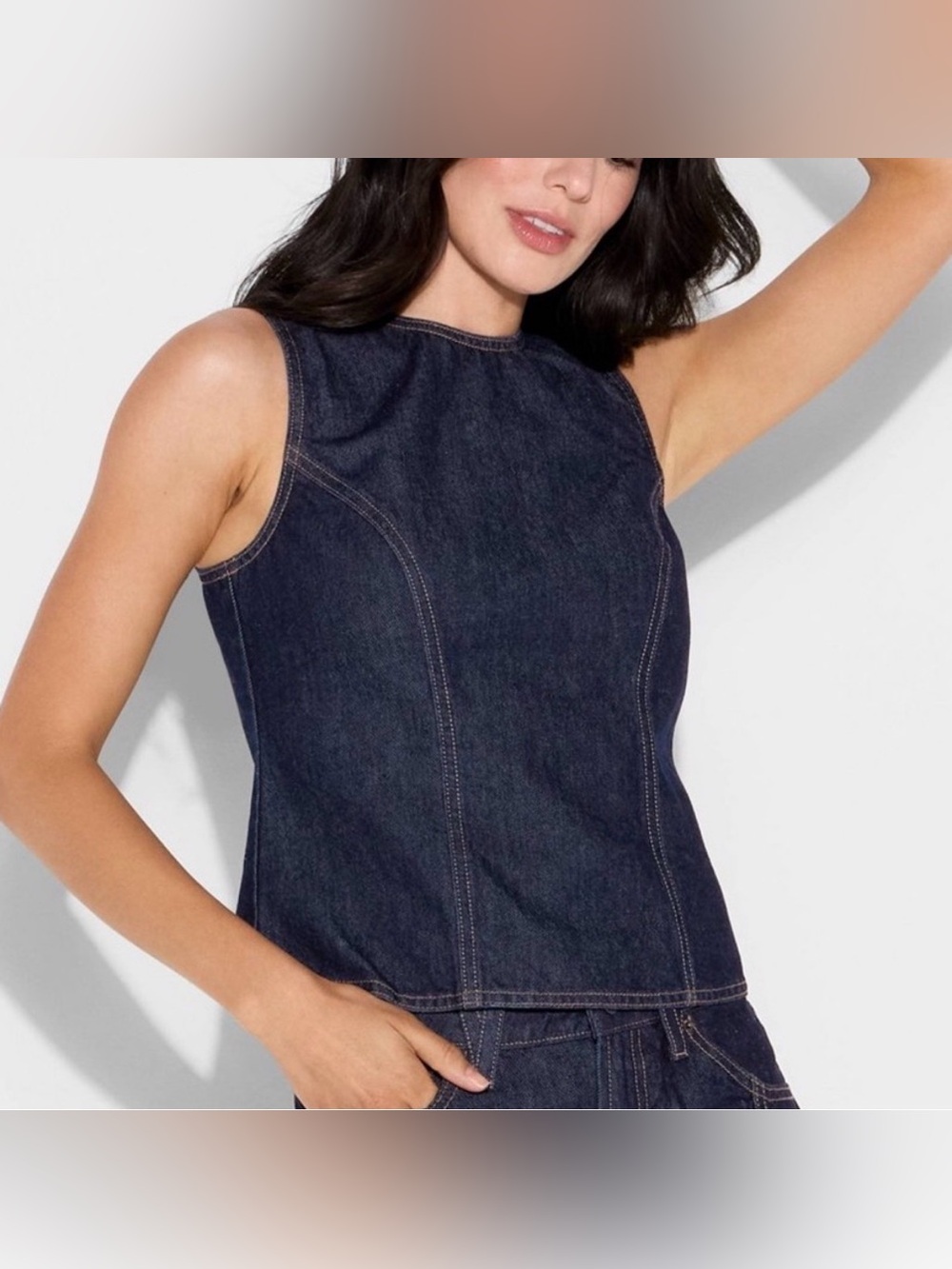 NWT Wild Fable Women's Open Back Denim Tie Back Tank Top M, XL